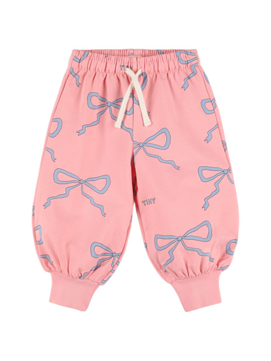 Tiny Cottons: Pantaloni Bow in felpa di misto cotone stampato - kids-girls_0 | Luisa Via Roma