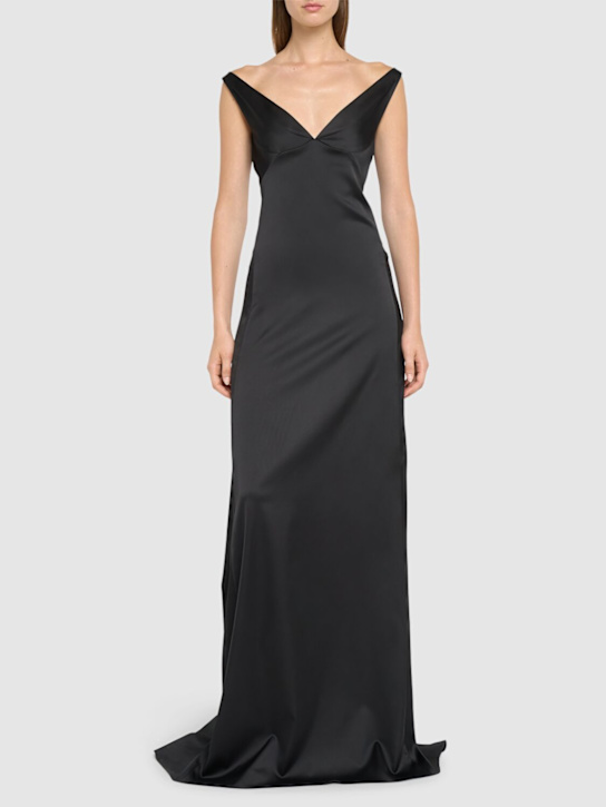 Dsquared2: Daisy crepe cady gown - Black - women_1 | Luisa Via Roma