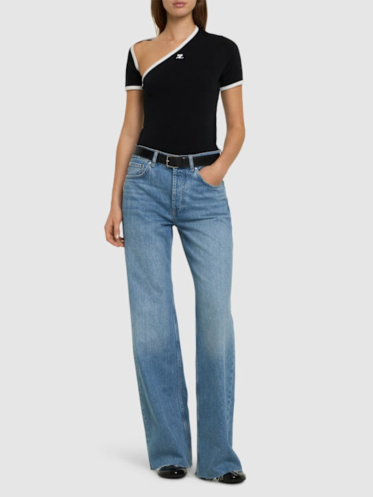 Courrèges: Slash contrast cut out jersey t-shirt - women_1 | Luisa Via Roma