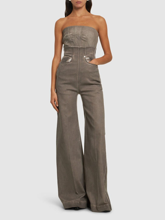 Rick Owens DRKSHDW: Dirt Cooper high rise denim wide jeans - women_1 | Luisa Via Roma