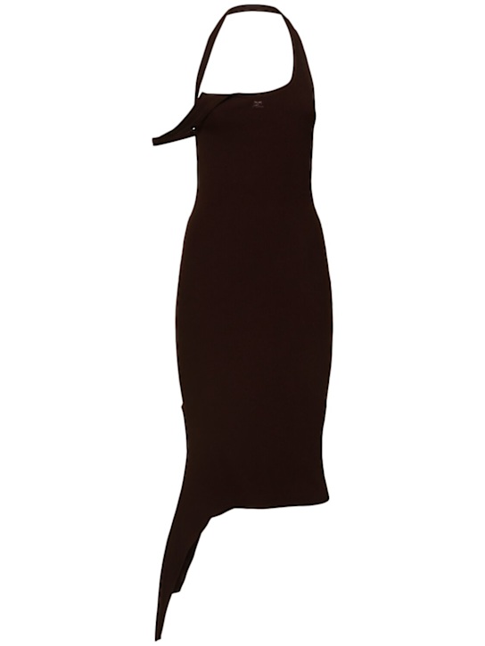 Courrèges: Vestito lungo Undressed in maglia a costine - Marrone - women_0 | Luisa Via Roma