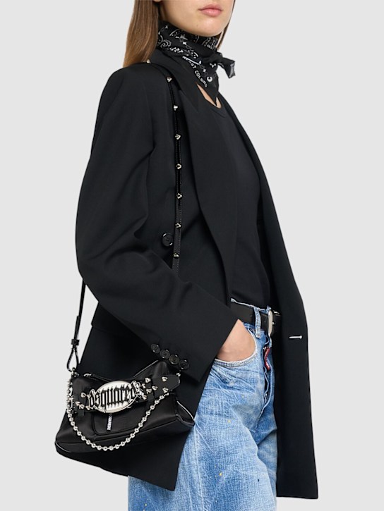 Dsquared2: Gothic satin clutch - Black - women_1 | Luisa Via Roma