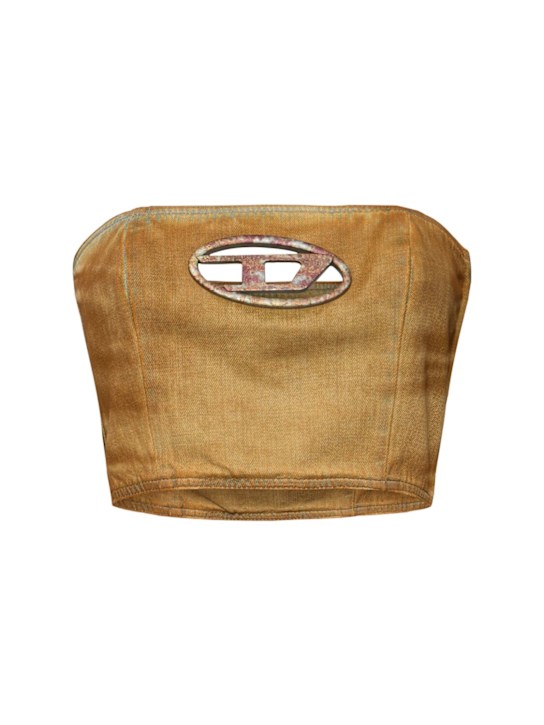 Diesel: De-Villess strapless denim logo top - women_0 | Luisa Via Roma