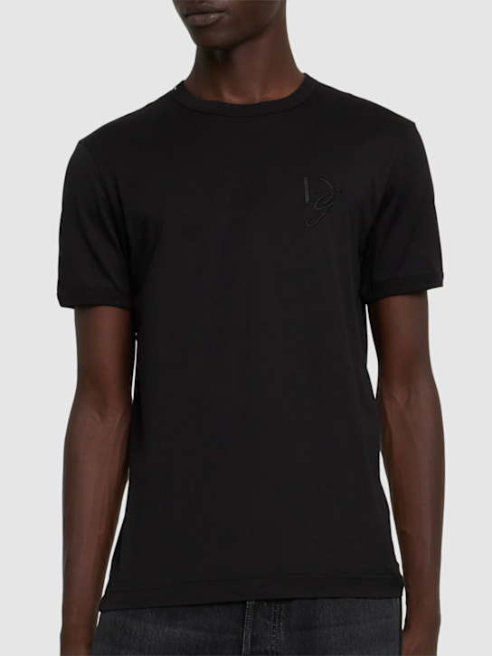 Dolce&Gabbana: Cotton jersey logo t-shirt - men_2 | Luisa Via Roma