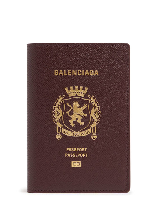 Balenciaga: Porta pasaporte de piel - Burdeos - men_0 | Luisa Via Roma