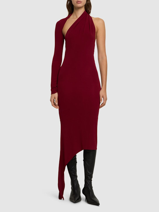 One shoulder crepe jersey long dress - Thumbnail 2