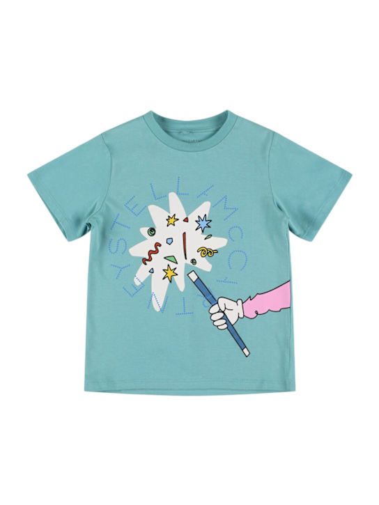 Stella McCartney Kids: コットンジャージーTシャツ - ライトブルー - kids-girls_0 | Luisa Via Roma