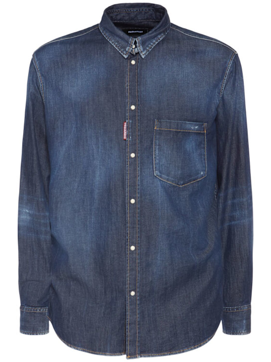 Dsquared2: Dark wash tab shirt - men_0 | Luisa Via Roma