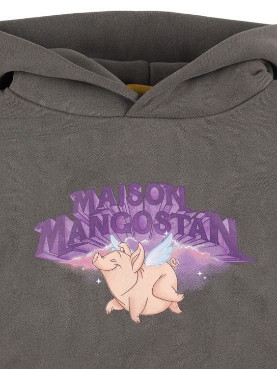 Maison Mangostan: コットンフーデッドスウェットシャツ - グレー - kids-boys_1 | Luisa Via Roma