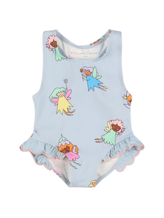 Stella McCartney Kids: Costume intero in lycra stampata - Celeste - kids-girls_0 | Luisa Via Roma