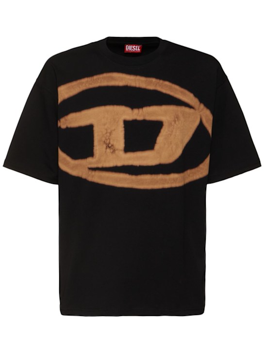 Diesel: Bleached logo t-shirt - Black - men_0 | Luisa Via Roma