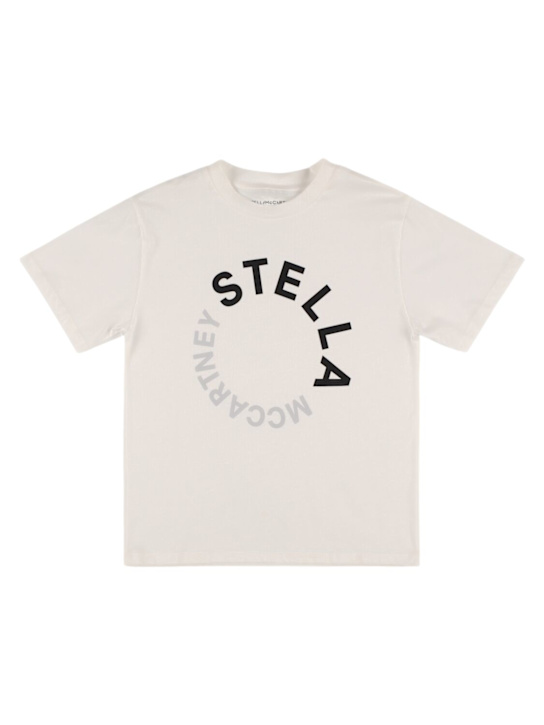 Stella McCartney Kids: Camiseta de jersey de algodón con logo - Blanco - kids-boys_0 | Luisa Via Roma