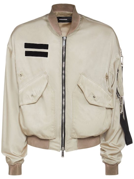 Dsquared2: Garment dyed military bomber - White - men_0 | Luisa Via Roma