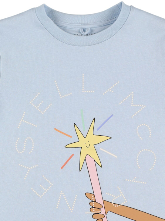 Stella McCartney Kids: T-shirt in jersey di cotone stampato - Celeste - kids-girls_1 | Luisa Via Roma