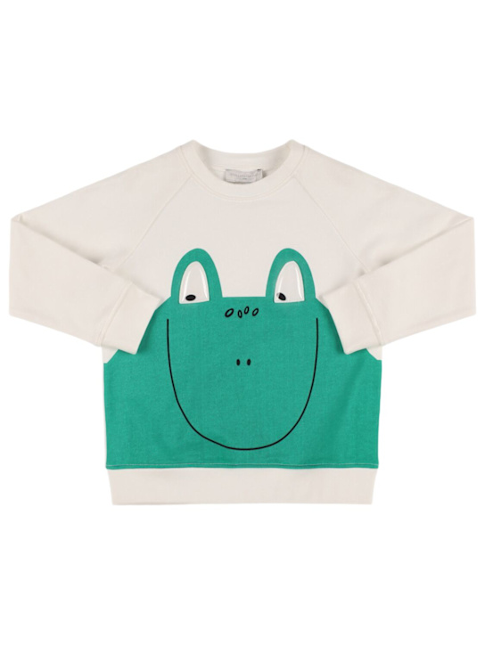Stella McCartney Kids: コットンスウェットシャツ - ホワイト/グリーン - kids-boys_0 | Luisa Via Roma