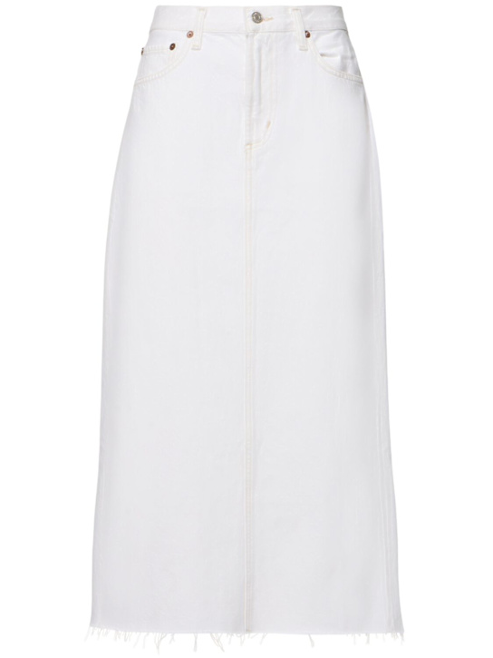 Agolde: Della cotton denim midi skirt - White - women_0 | Luisa Via Roma