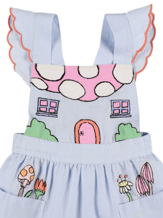 Stella McCartney Kids: Vestito in cotone e lino con ricami - Celeste - kids-girls_1 | Luisa Via Roma