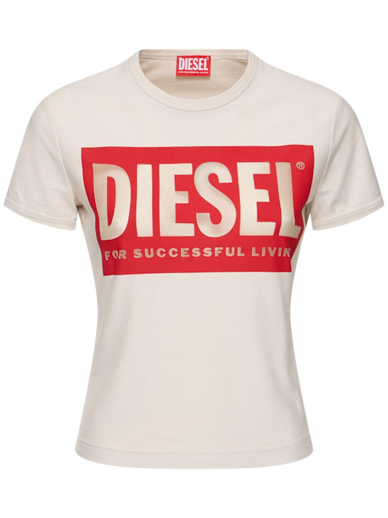 Diesel: Malun cotton jersey logo devoré t-shirt - women_0 | Luisa Via Roma