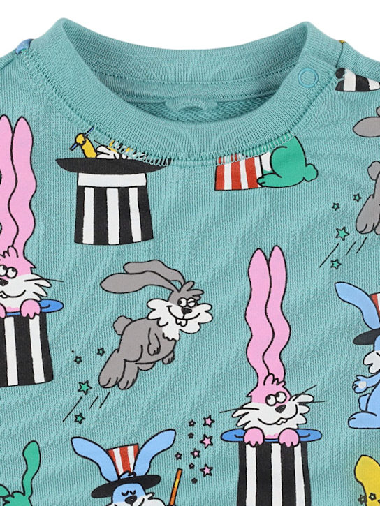 Stella McCartney Kids: コットンスウェットシャツ＆ショートパンツ - Sea Green - kids-boys_1 | Luisa Via Roma