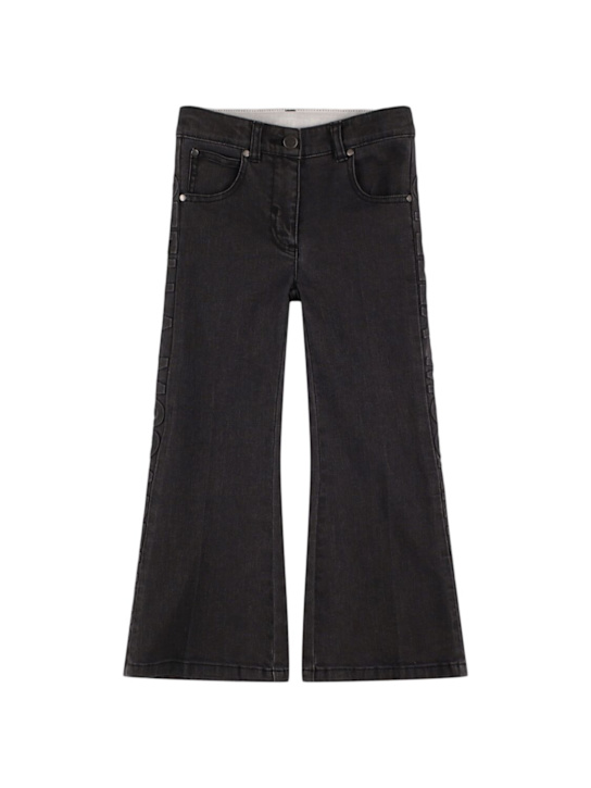 Stella McCartney Kids: Stretch cotton denim pants - Black - kids-girls_0 | Luisa Via Roma