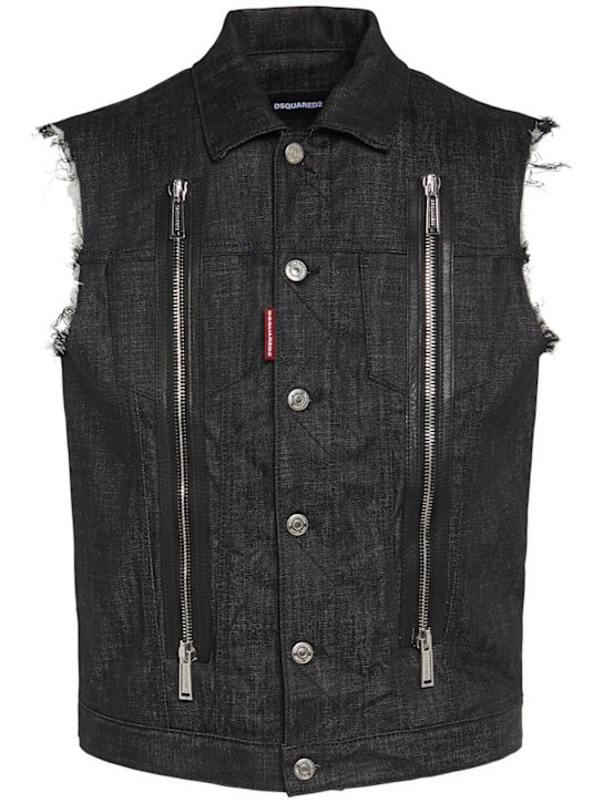 Dsquared2: Classic denim zipped vest - men_0 | Luisa Via Roma
