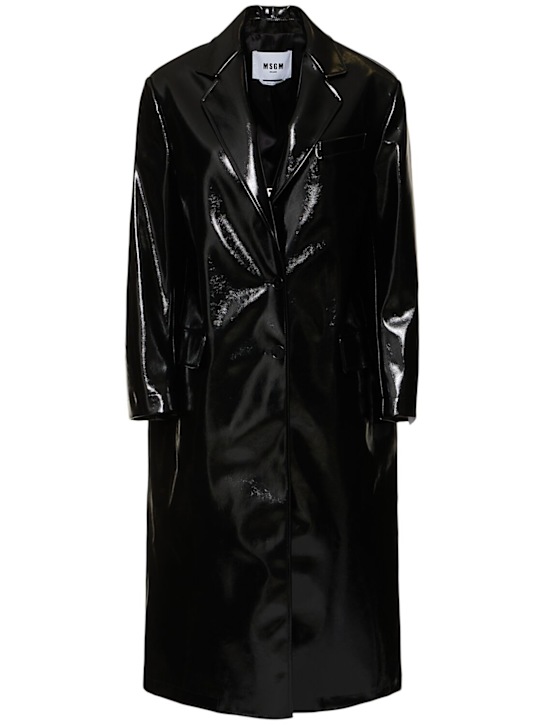 MSGM: Single breast patent coat - women_0 | Luisa Via Roma