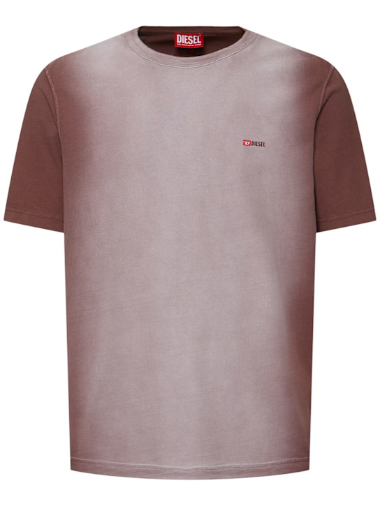 Diesel: Bleached t-shirt w/logo - men_0 | Luisa Via Roma