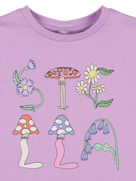 Stella McCartney Kids: Printed cotton jersey cropped t-shirt - Purple - kids-girls_1 | Luisa Via Roma