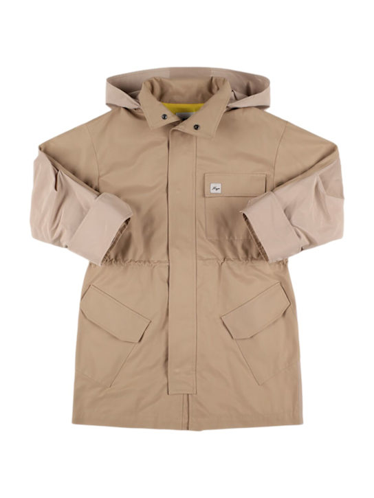 MSGM: Parka in gabardina di misto cotone con cappuccio - kids-girls_0 | Luisa Via Roma