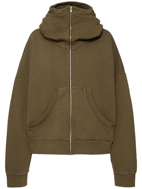 Entire Studios: Full zip cotton hoodie - Military Green - women_0 | Luisa Via Roma
