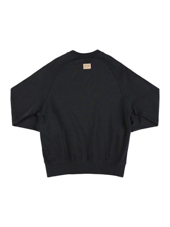 MSGM: Rubberized cotton crewneck sweatshirt - Black - kids-boys_2 | Luisa Via Roma
