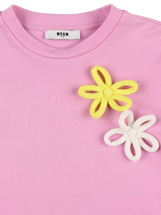 MSGM: T-shirt in jersey di cotone con applicazioni - kids-girls_1 | Luisa Via Roma