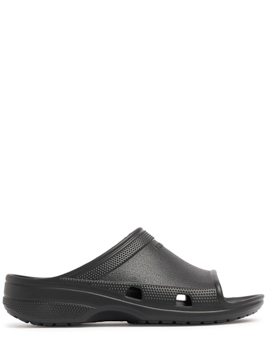 Balenciaga: Crocs rubber pool slides - Black - men_0 | Luisa Via Roma