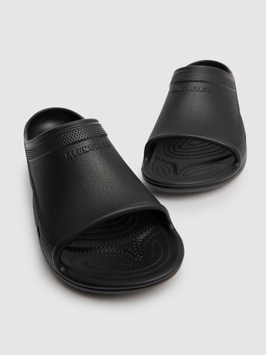 Balenciaga: Crocs rubber pool slides - Black - men_2 | Luisa Via Roma