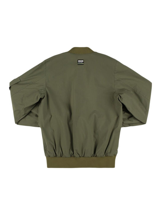 MSGM: Cotton blend bomber jacket - Dark Green - kids-boys_2 | Luisa Via Roma