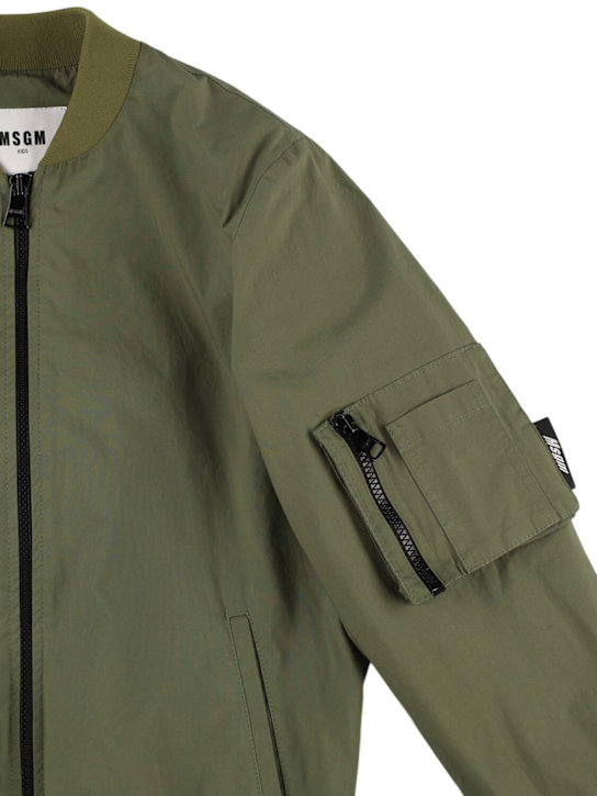 MSGM: Cotton blend bomber jacket - Dark Green - kids-boys_1 | Luisa Via Roma