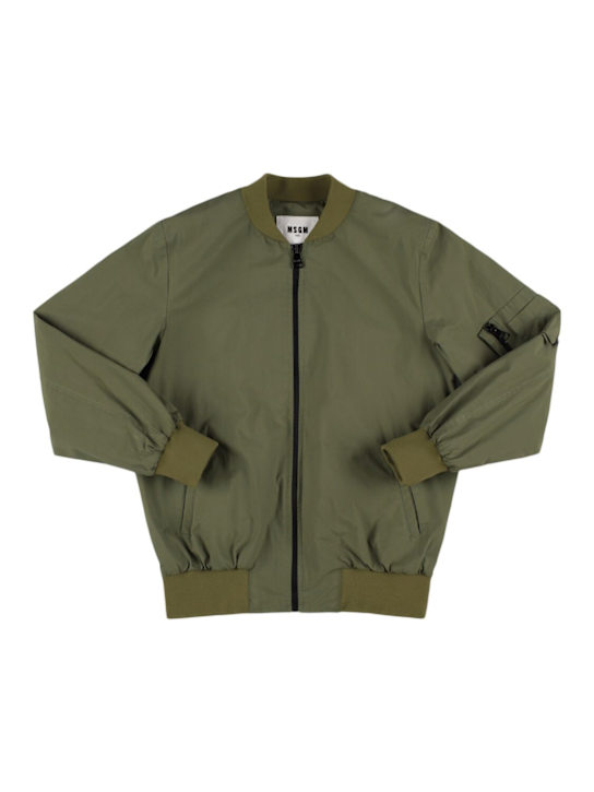 MSGM: Cotton blend bomber jacket - Dark Green - kids-boys_0 | Luisa Via Roma