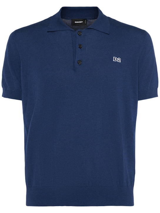 Dsquared2: Polo de punto de algodón - Azul - men_0 | Luisa Via Roma