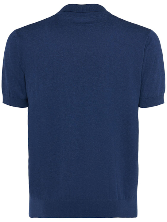 Dsquared2: Polo de punto de algodón - Azul - men_3 | Luisa Via Roma