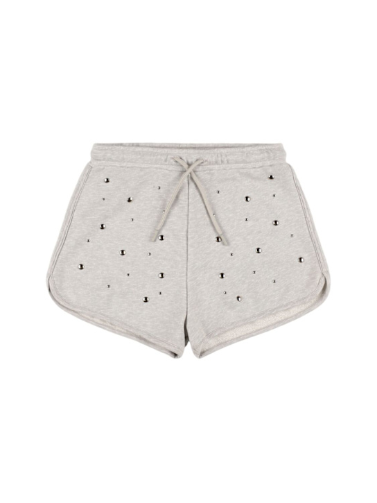MSGM: Shorts in felpa di cotone con decorazioni - kids-girls_0 | Luisa Via Roma