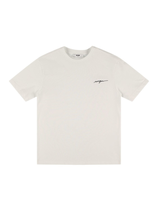 MSGM: Embroidered cotton jersey t-shirt - kids-boys_0 | Luisa Via Roma