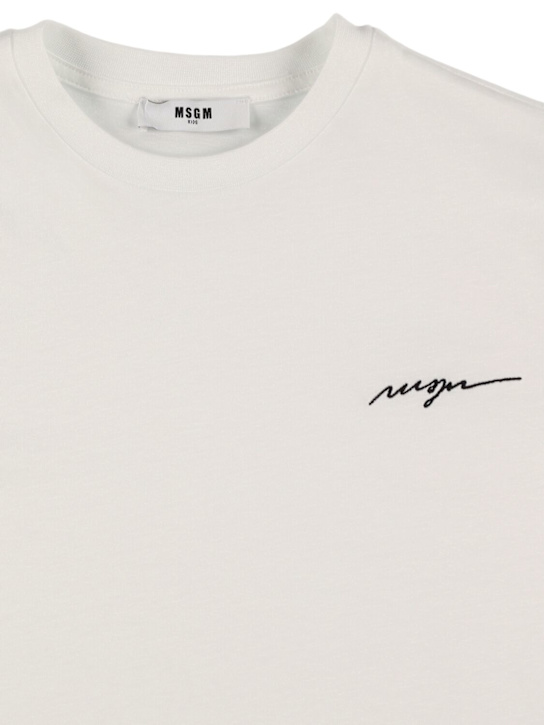 MSGM: Embroidered cotton jersey t-shirt - kids-boys_1 | Luisa Via Roma
