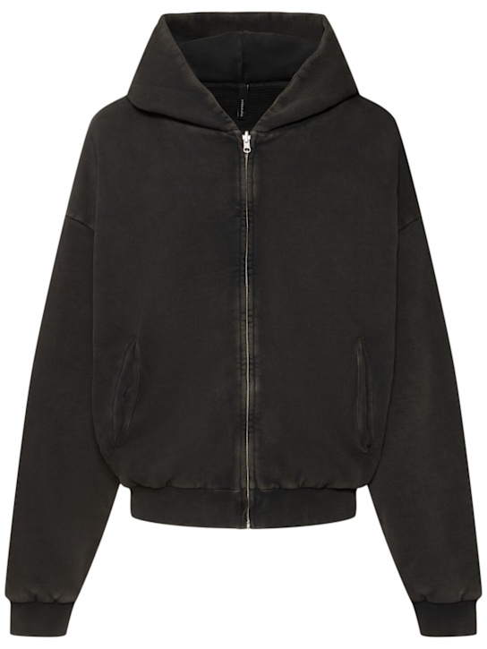 Entire Studios: Washed cotton thermal zip hoodie - women_0 | Luisa Via Roma