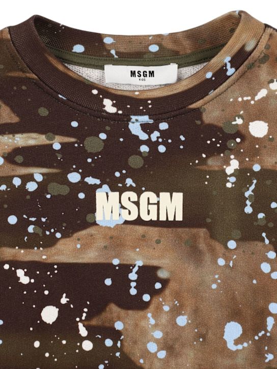 MSGM: Printed cotton crewneck sweatshirt - Green/Multi - kids-boys_1 | Luisa Via Roma