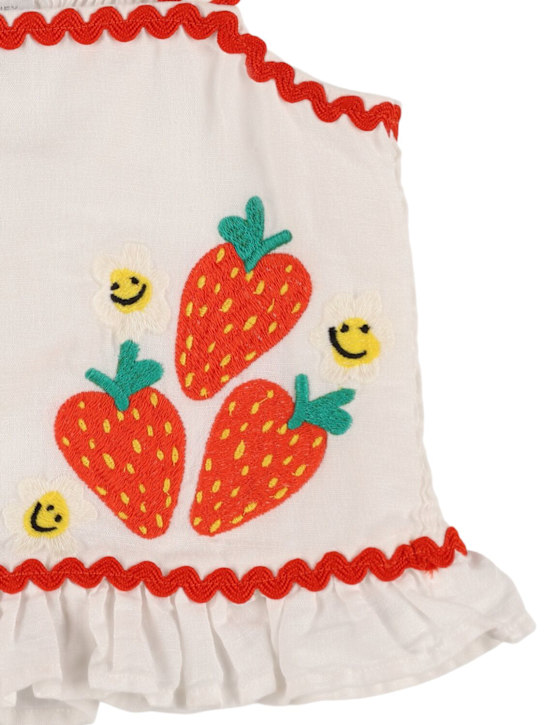 Stella McCartney Kids: Embroidered cotton and linen top - Off-White - kids-girls_1 | Luisa Via Roma