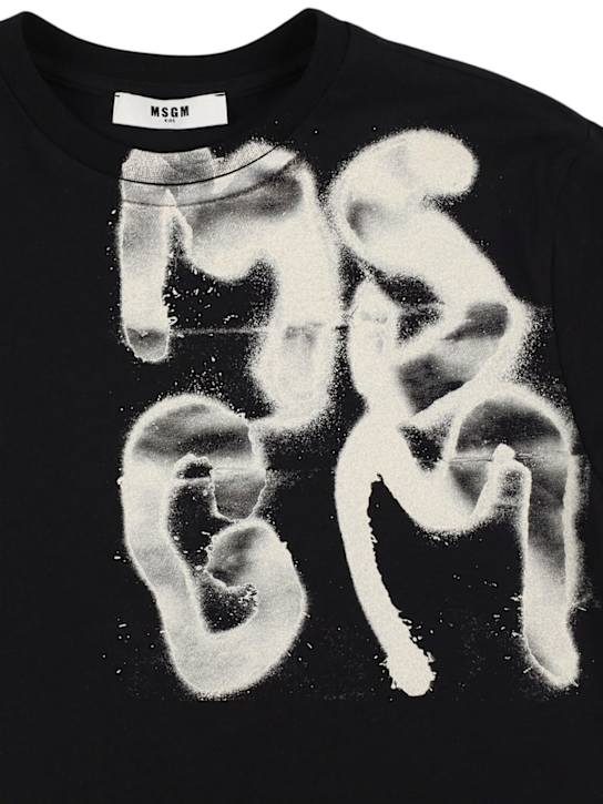 MSGM: Printed cotton jersey t-shirt - Black - kids-girls_1 | Luisa Via Roma