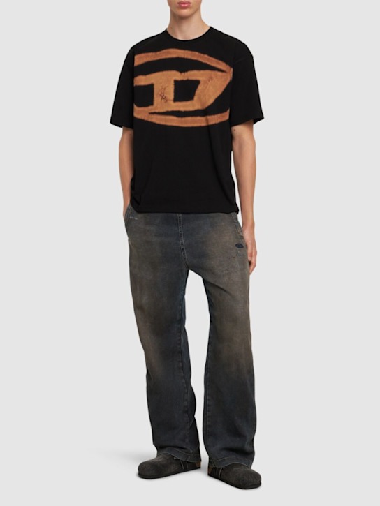 Diesel: Bleached logo t-shirt - Black - men_1 | Luisa Via Roma