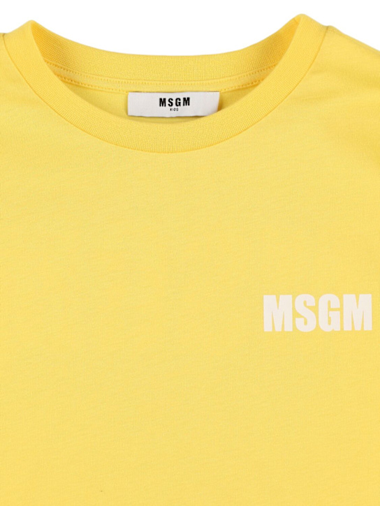 MSGM: T-shirt in jersey di cotone con logo - kids-girls_1 | Luisa Via Roma