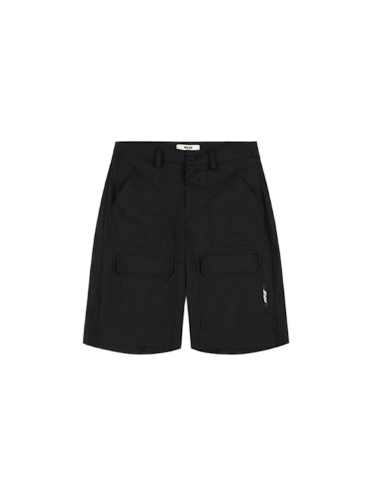 MSGM: Cotton blend cargo shorts - Black - kids-boys_0 | Luisa Via Roma