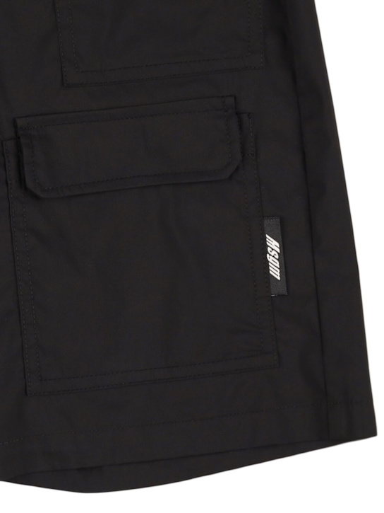 MSGM: Cotton blend cargo shorts - Black - kids-boys_1 | Luisa Via Roma